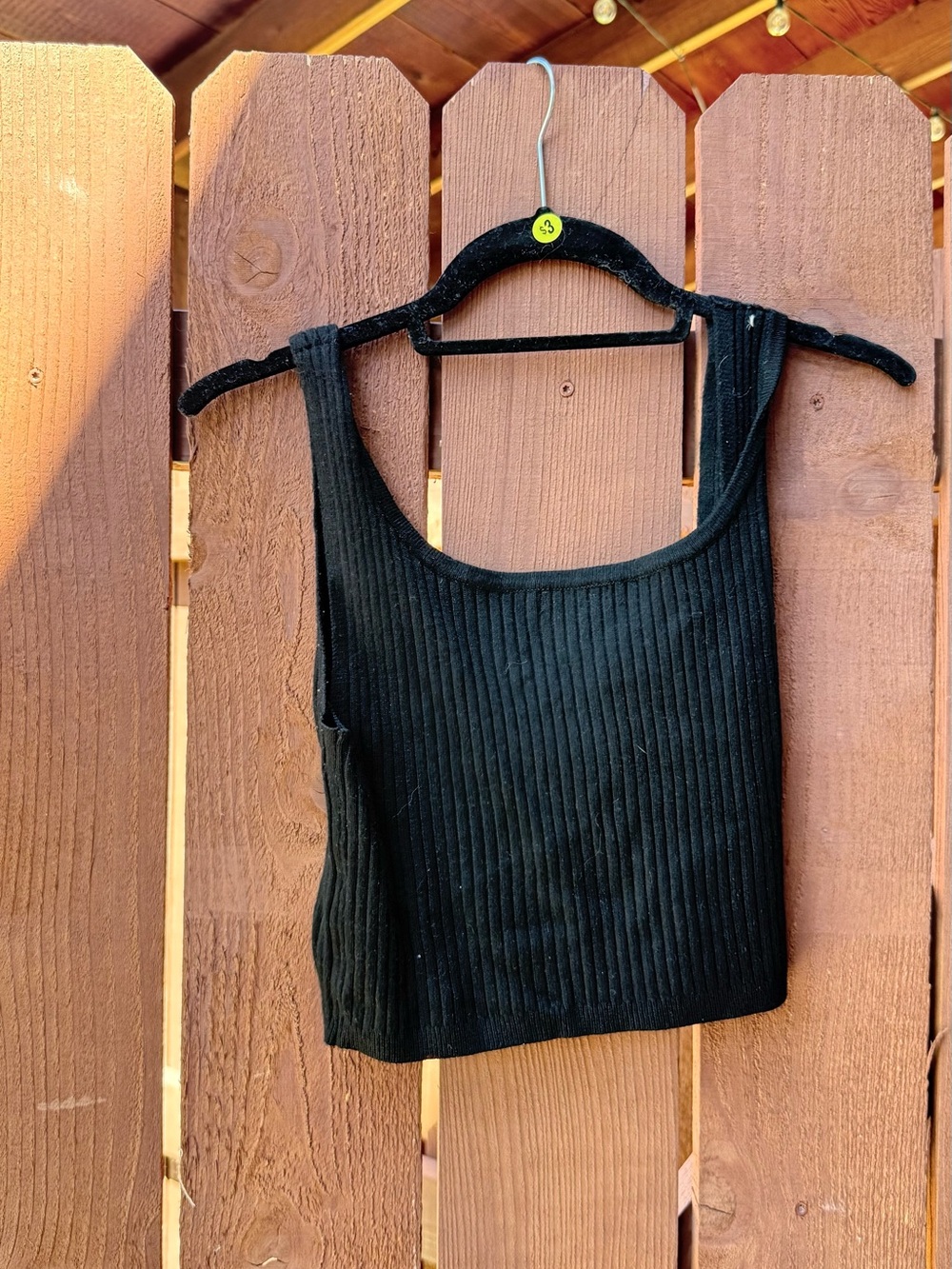 Black Ribbed Scoop Neck Tank Top